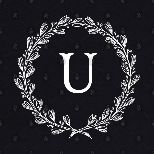 Beautiful Letter U Alphabet Initial Monogram Wreath by anonopinion